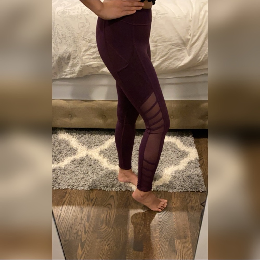 Burgundy Mesh Paneled Lululemon Legging Size 4